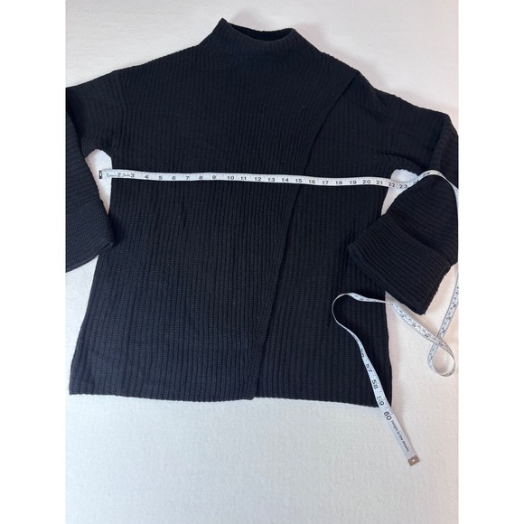 Athleta Black Ribbed Mock Neck Wrap Front Sweater XS 466769-03 HO22 NWOT - Picture 4 of 9